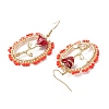 Valentine's Day Alloy Enamel Seed Glass Dangle Earrings EJEW-MZ00391-01-4