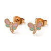 Ion Plating(IP) 304 Stainless Steel Stud Earrings with Colorful Enamel EJEW-Q783-07G-1