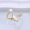 Natural Freshwater Pearl with Natural Shell Cuff Rings WGACE42-06-1