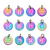 12Pcs 12 Style Rainbow Color Ion Plating(IP) 201 Stainless Steel Charms STAS-YW0001-32-1