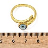 Brass Micro Pave Clear Cubic Zirconia Enamel Cuff Rings  for Women RJEW-L113-034G-5