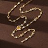 Brass Pave Cubic Zirconia Heart Pendant Y Tassel Necklaces for Women NJEW-A071-01G-03-2