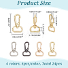 WADORN 24Pcs 4 Colors Zinc Alloy Swivel Clasps FIND-WR0006-72-2