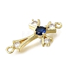 Religion Brass Pave Blue Cubic Zirconia Connector Charms KK-G602-07G-08-2