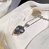 Vintage Plastic Carved Heart Pendant Ball Chain Necklaces for Women JL7014-4
