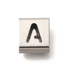 Letter Style 304 Stainless Steel Square Slide Charms STAS-L132-13A-1
