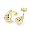 Teardrop Rack Plating Brass Cubic Zirconia Stud Earrings for Women EJEW-B047-02G-07-2