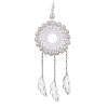 Acrylic Woven Net/Web with Feather Pendant Decorations HJEW-JM02352-2