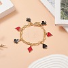 Playing Cards Alloy Enamel Charm Bracelet BJEW-JB09935-2