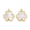 Brass Pave Shell Pendants KK-K365-08A-G-1