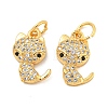 Rack Plating Brass Micro Pave Clear Cubic Zirconia Pendants KK-B093-02C-G-1