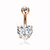 304 Stainless Steel Clear Cubic Zirconia Heart Curved Barbell Belly Rings WG52F32-03-2