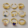 9Pcs Alloy Rotating Cuff Open Rings Sets RJEW-WH0016-78-1