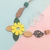 Wooden Flower Leaf Pendant Imitation Leather Cord Necklaces for Women WG4EF74-01-5