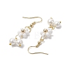 Natural Shell Pearl Beads & Glass Seed Dangle Earrings EJEW-MZ00310-03-4