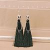 Zinc Alloy Polyester Skull Tassel Dangle Earrings FS-WG69CBD-06-1
