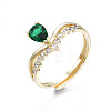 Green Cubic Zirconia Crown Adjustable Ring RJEW-N035-067-NF-3