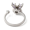 Rotatable Cubic Zirconia Butterfly Open Ring RJEW-Q776-03P-3