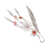 Alloy Sun & Woven Net/Web with Feather Charms Bookmarks AJEW-JK00368-04-4