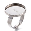 Tarnish Resistant Adjustable 304 Stainless Steel Finger Rings Components STAS-F149-18P-G-3
