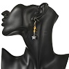 Natural Amber & Abalone Shell/Paua Shell Beads Dangle Earrings EJEW-JE07315-02-2