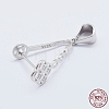Anti-Tarnish Rhodium Plated 925 Sterling Silver Micro Pave Cubic Zirconia Pendant Bails STER-E054-13P-3
