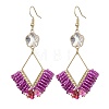 Braided Glass & 201 Stainless Steel Dangle Earrings EJEW-MZ00159-01-1