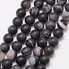 Natural Black Agate Bead Strands G-K166-12-10mm-03-1