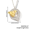 Brass Micro Pave Clear Cubic Zirconia Bee Initial Pendant Necklaces FS-WGF5E80-17-1