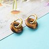 Handmade Natural & Synthetic Gemstone Dangle Hoop Earrings EJEW-JE04577-5