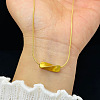 304 Stainless Steel Twisted Rectangle Bar Pendant Necklaces for Women WGC1D57-01-1