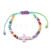 Cross & Round Acrylic Braided Bead Bracelets BJEW-JB10239-01-2