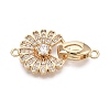 Brass Micro Pave Clear Cubic Zirconia Fold Over Clasps KK-Q074-18G-1
