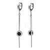 304 Stainless Steel Crystal Rhinestone Flat Round Tassel Hoop Earrings EJEW-G453-02P-4