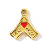 Heart with Word LOVE Charms 304 Stainless Steel Enamel Pendants STAS-OY004-14G-1