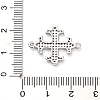 Brass Micro Pave Clear Cubic Zirconia Cross Fleury Connector Charms KK-L229-075P-3