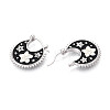 Flower Brass Enamel Hoop Earrings EJEW-Z157-02P-2