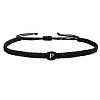 Adjustable Handmade Woven Waxed Cord Braided Bracelets with Acrylic Letter Beads OI4298-16-1