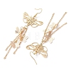 Butterfly Brass Charm Dangle Earrings for Women EJEW-TA00547-4