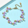 304 Stainless Steel Rondelle Natural Amethyst Beaded Bracelets BJEW-C151-04B-2
