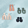4 Pairs 4 Style Half Round & Arch & Trapezoid Acrylic Dangle Stud Earrings EJEW-AN0002-96-7