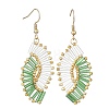 Glass Braided Beads Dangle Earrings EJEW-MZ00746-02-3