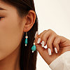 Natural Turquoise & Shell Pearl Beaded Dangle Earrings EJEW-L294-005G-3