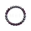 Natural Amethyst & Synthetic Non-magnetic Hematite Round Beads Stretch Bracelets for Women Men KJ2327-3-1