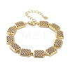 Rack Plating Brass Pave Clear Cubic Zirconia Rectangle Link Chain Bracelets for Women BJEW-R317-09G-1