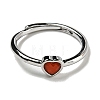 Heart Natural CarnelianAdjustable Rings RJEW-Q818-02P-01-3