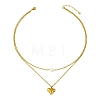 Natural Pearl Rice and 304 Stainless Steel Pendant Double Layer Necklaces for Women NJEW-JN06211-02-3