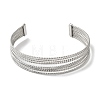 Titanium Steel Hollow Striped Open Cuff Bangles for Women BJEW-G719-07P-2