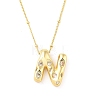 Brass Micro Pave Clear Cubic Zirconia Pendant Necklaces NJEW-Z038-01G-N-2