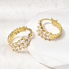 Leaf Brass Micro Pave Cubic Zirconia Hoop Earrings EJEW-P333-03G-3